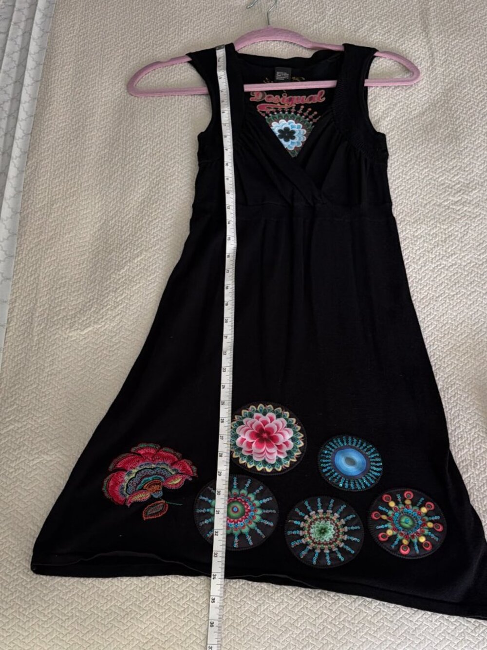 Desigual Black Floral Embroidered Dress – Sleeveless